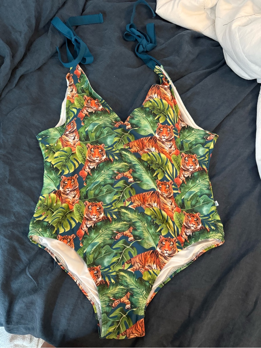 Posh Peanut Teal & Orange Tropical Tiger One-Piece